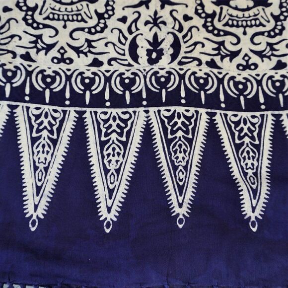 Vintage Wrap Scarf Tie Dye Blue White Tribal Aztec Theme Extra Large - Picture 7 of 10